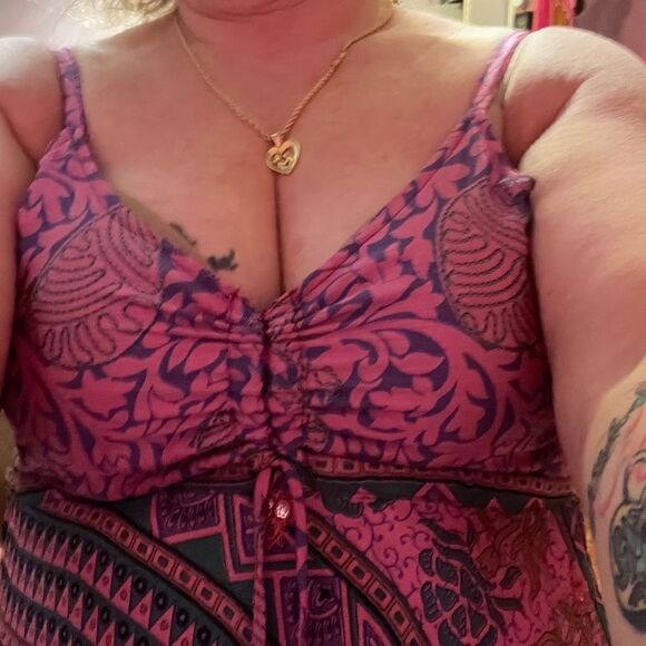 NEW Silk Summer Dress Maxi Gorgeous Full Skirt Pink Purple Floral NEW - Picture 5 of 13